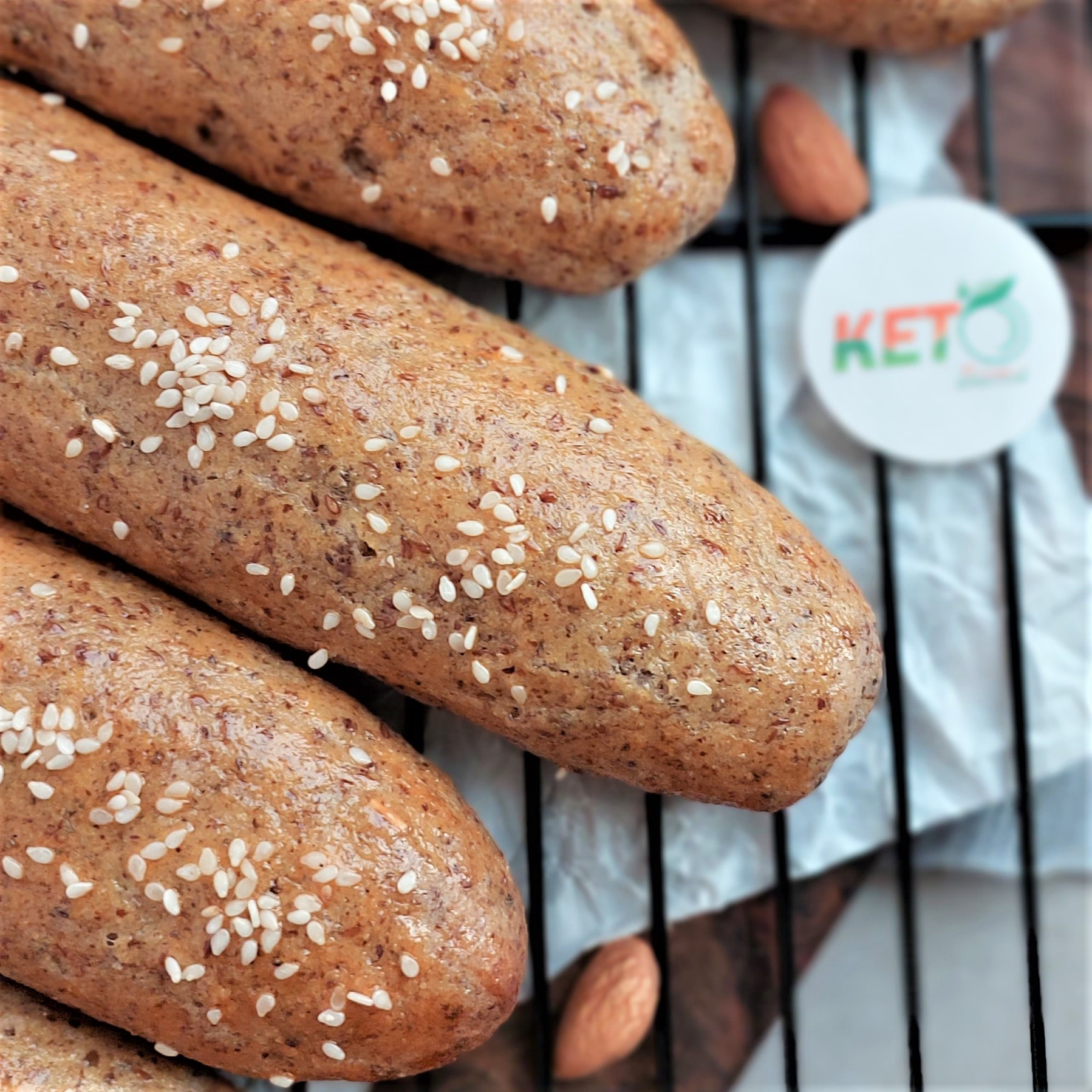 نان باگت 90 گرمی رژیمی با آرد بادام (کتوژنیک)- بسته های 3 و 6 عددی- پخت روز