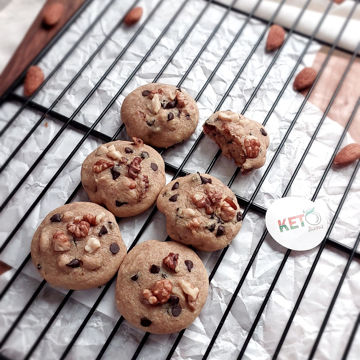 کوکی قهوه با شکلات و مغز گردو - رژیمی (کتوژنیک و دیابتیک) - بسته 6 عددی