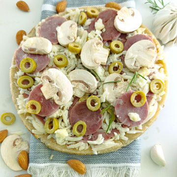 پیتزا سوجوک رژیمی - نیمه آماده تک نفره | کتوژنیک - با آرد بادام