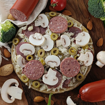 پیتزا سوجوک رژیمی - نیمه آماده تک نفره | کتوژنیک - با آرد بادام